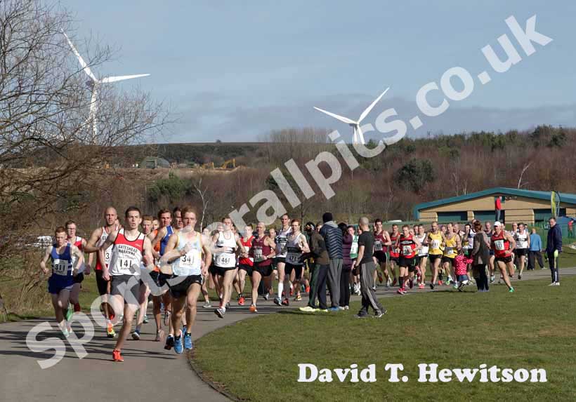 Start of the senior mens Royal Signals Road Relay, Hetton Lyons Park.